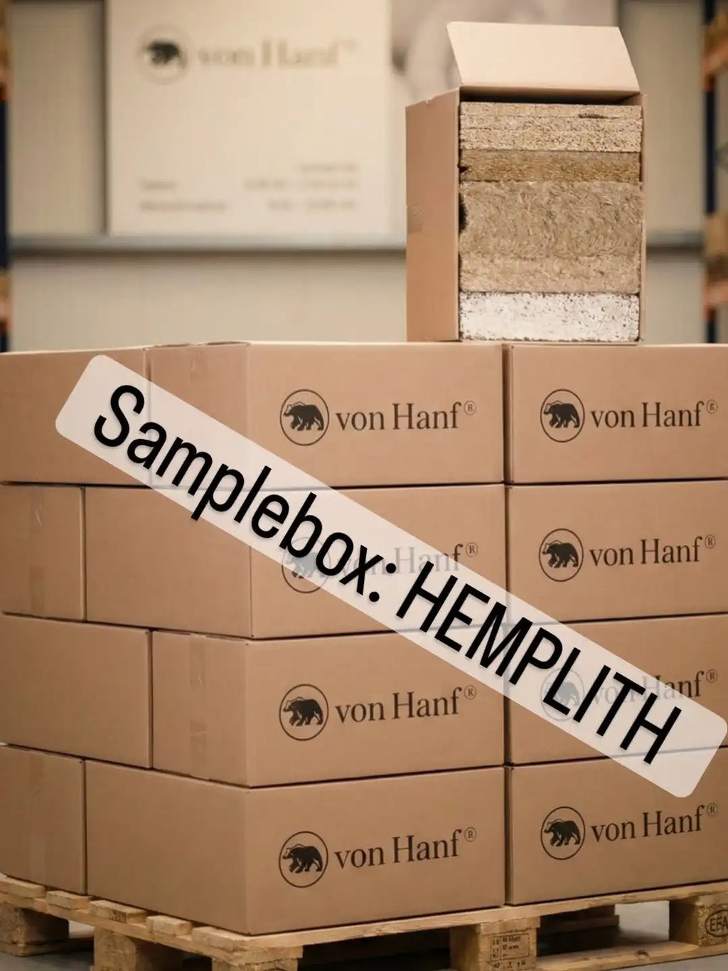 Musterbox mit Hemplith Baustoffen